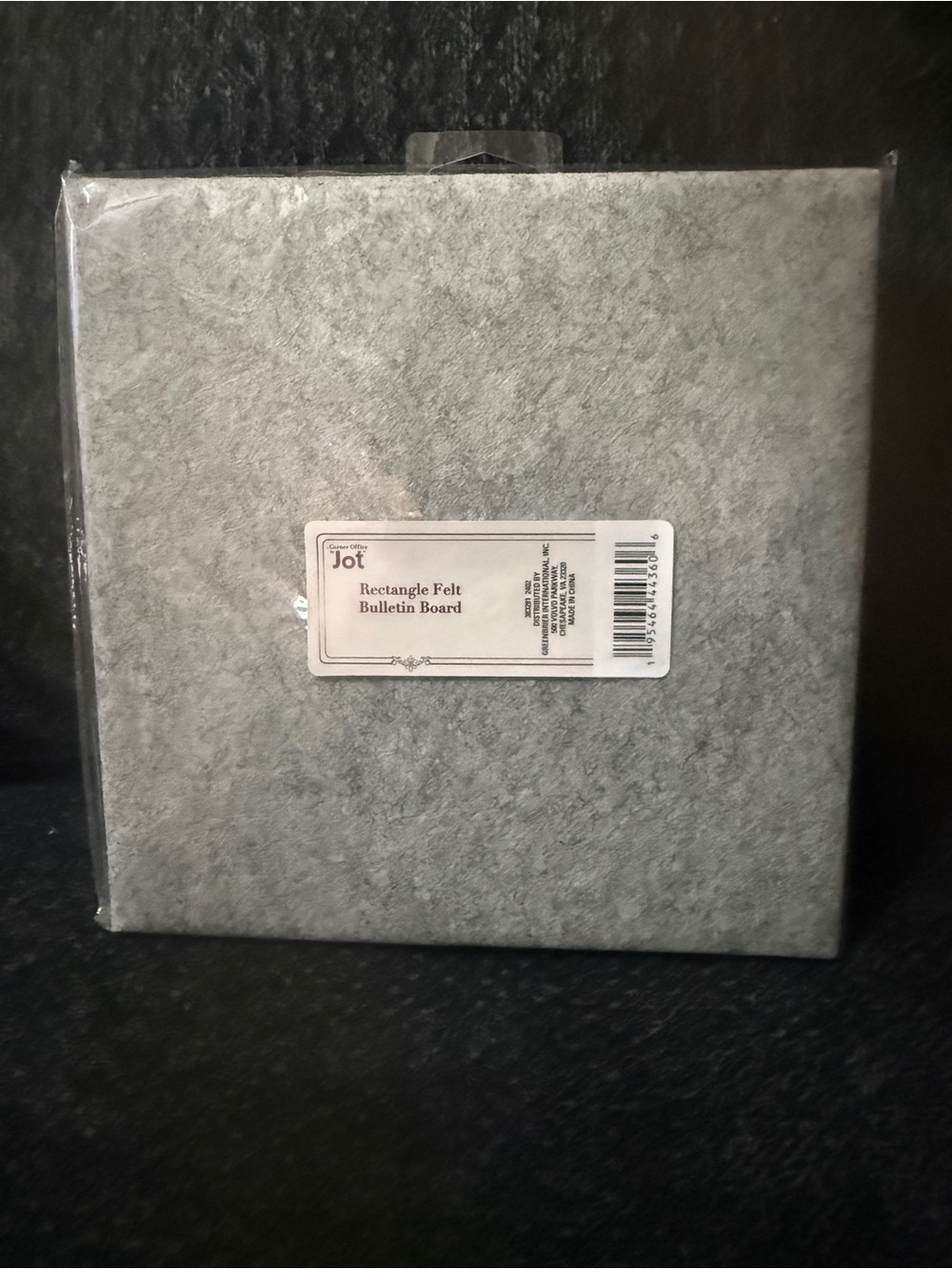 Jot Gray Felt Rectangle Bulletin Board - Soft Pin Board